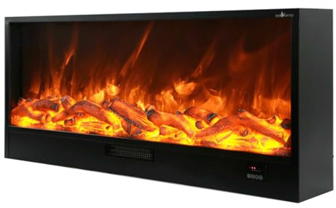 Sined Vulture Cheminee Electrique Longue Encastrable 150 Cm 1500w Noir Effet De Flamme a 6 Niveaux Commandes Manuelles Et Telecommande Incluses Fabriquee avec des Panneaux Stratifies a Froid