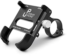 Urban Prime Phone Holder, Porta Cellulare, Supporto Telefono per Bici, Universale, Ruotabile a 360 °, Ampiezza Regolabile 55-100 mm, Alluminio, Nero Unisex Adulto, Unica