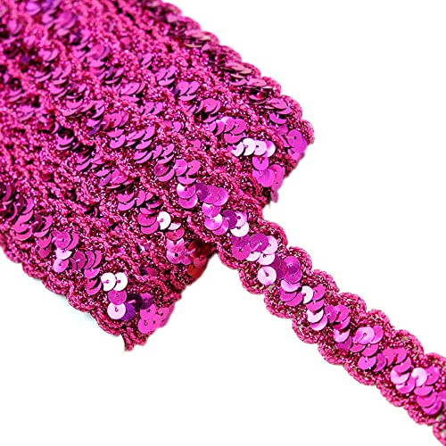 13 Meter 23mm Glitzer Pailletten Spitzenband Paillettenband Spitzenborte Geflochten Dekoband Zierband Borten Bänder Pailletten Bänder Trim Bortenband für DIY Nähen Kostüme Handwerk Verzierungen,Rose