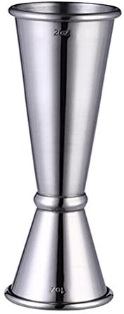 Keebgyy Cocktail-Jigger, Japanischer Jigger, Cocktail-Messbecher, Cocktail-Mess-Doppel-Jigger für Barkeeper, Edelstahl 304, Verdicktes Design, Edelstahl in Lebensmittelqualität(1oz / 2oz Silber)