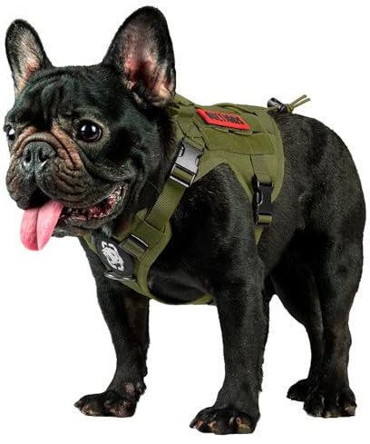 OneTigris Hundegeschirr, FIRE WATCHER Taktische Geschirr Sicherheitsgeschirr Hunde Hundeweste mit 1 Griffe und 2 D-Ring 1000D Nylon (XXS, Grün)