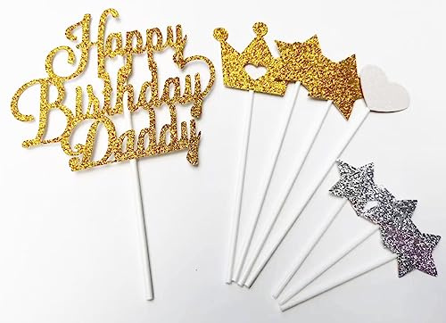 AILEXI 8 Counts Glitter Kuchen Dekorieren Toppers FÜR - Happy Birthday Daddy Gold