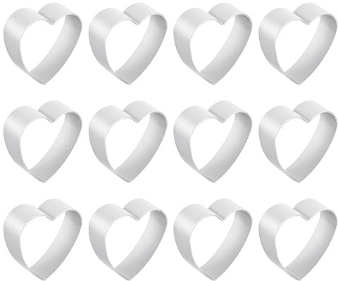 sourcing map 12pcs Metal Cookie Cutters Set, Aluminum Alloy Heart Shaped Cookie Cutter Suitable for Homemade Cookie Bread Fondant, Silver