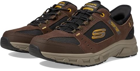 Skechers Men's Oak Canyon Consistent Winner Slip-in Trainers, Brown Leather/Textile/Synthetic/Black Trim, 9 UK