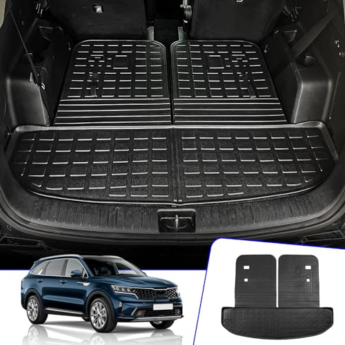 Rongtaod Cargo Liner Compatible with 2021-2024 Kia Sorento - TPE All Weather Trunk Mat, Back Seat Cover Protector, 2023 Sorento Accessories (With Backrest Mat)