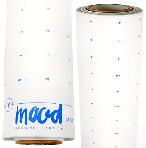 Mood Fabrics, weißes gepunktetes Musterpapier, 27,7 m Rolle zum Nähen, Basteln und Zeichnen, Standardgewicht 101,6 cm breit, Transparentpapier