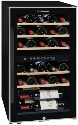 La Sommeliere - Weinkühlschrank ECS31.2Z, 29 Flaschen, 2 Zonen Temperier-Servier-Weinschrank, Glastür aus UV-undurchlässigem Glas, Temperaturbereich von 5°C bis 20°C, freistehend [Energieklasse G]