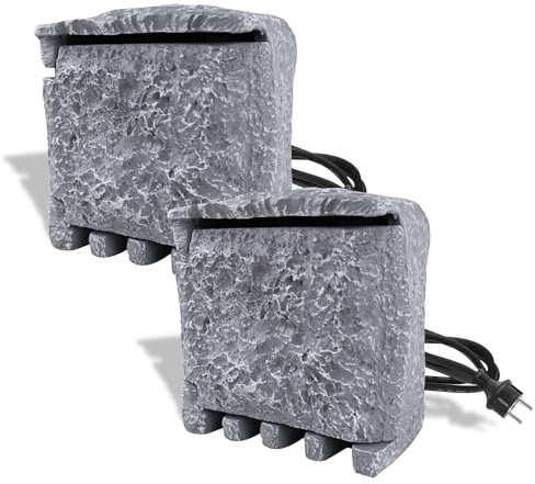 Froadp 2 prese da giardino con 4 prese esterne, effetto pietra, con spina europea, 1,5 m, cavo di estensione IP44, impermeabile, spina multipla, per esterni, colore grigio