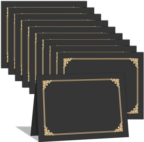 HAUTOCO 10 soportes para certificados, carpetas de diploma, cubiertas de documentos con borde de lámina dorada para cartulina de tamaño carta de 8.5 x 11 pulgadas, premio, graduación