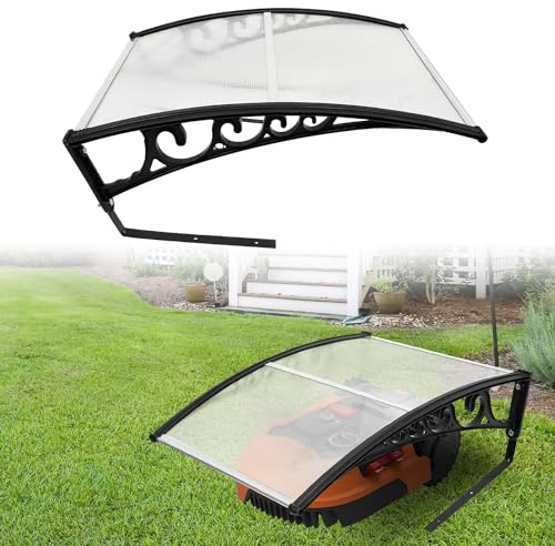 Hebitod Mähroboter Garage Dach Carport Überdachung für Mähroboter, Rasenmäher Rasenroboter Carport, Witterungsbeständig Mährobotergarage,Schutz vor Regen, UV-Strahlen|106 x 87 x 50 cm|Transparent