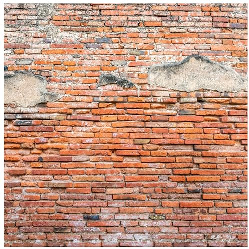 wandmotiv24 Quadratische Fototapete alte Ziegelwand Backstein, selbstklebende Strukturtapete 260g - Klein - (50x50cm) M0045