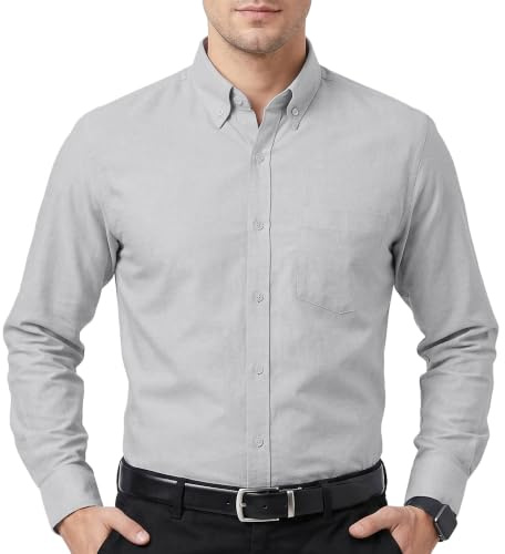 Cotton King 100% Cotton Oxford Shirts for Men Long Sleeve Button Down Shirt | Mens Dress Shirts, Regular Fit, Pre-Shrunk, breathable ,Soft,Box Pleat,Classic Business Casual Formal Wear, with Chest Pocket