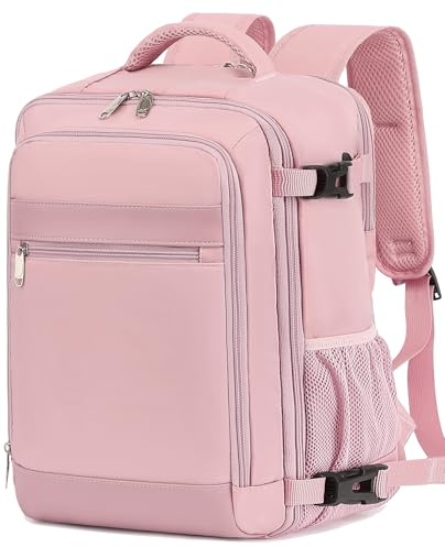 KLOSTAIN Zaino da Viaggio Easyjet 45x36x20 Zaino da Viaggio Aereo Bagaglio a Mano 30L Borsa da Cabina Zaino per Uomo e Donna da Lavoro Viaggio e Trekking Scuola,15.6 Pollici Zaino Porta PC Rosa