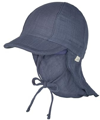 Sterntaler Schirmmütze Nacken Uni - Unisex Mütze aus luftigem Baumwoll Musselin - Sommermütze mit Nackenschutz - Sonnenhut zum Binden - Baby und Kinder Kopfbedeckung