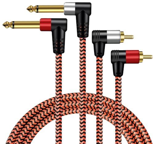 BMZFYBS Youii Dual 1/4 inch TS to Dual RCA Stereo Audio Interconnect Cable, Gold-Plated, Heavy Duty, 6.35mm Male TS to 2 RCA Male Adapter 2m.