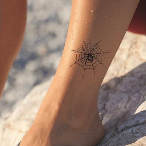 Fake Tattoo Spinnen – Temporalis® | Temporäre Tattoos für Erwachsene – EU-zertifizierte Kosmetik, vegan & wasserfest – Hält 1 bis 2 Wochen [ Spinnennetz ]