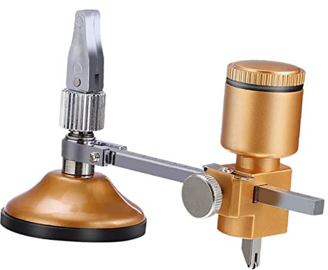 PLAFOPE Tagliavetro Circolare con Ventosa Utensile per Taglio Circolare del Vetro Regolabile da Clip Rotonda Leva in Metallo Dorato