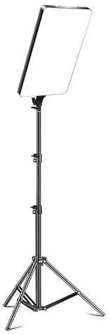BINGQIAN LED Video Panel Light with Stand Kit and Remote, 2700K-7500K Dimmable Photography Lighting, for Live Stream, Video Conferencing, YouTube, TikTok, Make Up