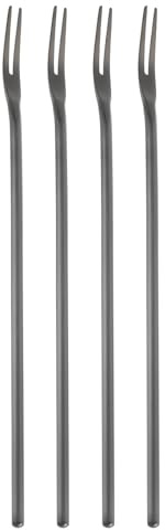 Sourcing Map 4-Piece Olive Fork Set, 8.6 Inch Long Handle, Stainless Steel, Black