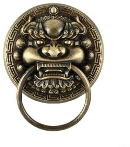 Oniissy 100 mm Vintage-Türklopfer aus Messing, für Türknauf, traditioneller chinesischer Stil, Messing-Türklopfer