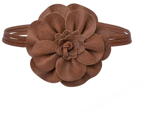 TeeYee Gürtel Damen PU Leder Blumen Gürtel Boho Wickelgürtel Flechtgürtel | Bauchkette,Schmaler Gürtel für Kleid,Women Belt