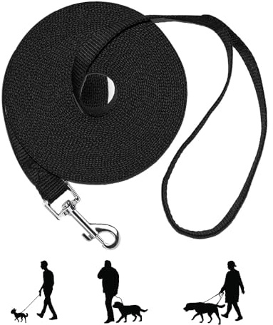 Schleppleine 10m für Hunde, Lange Hundeleine für Training und Outdoor - für kleine bis mittelgroße Hunde, Robuste Nylon Hundeleine mit Handschlaufe und D-Karabiner (Schwarz)