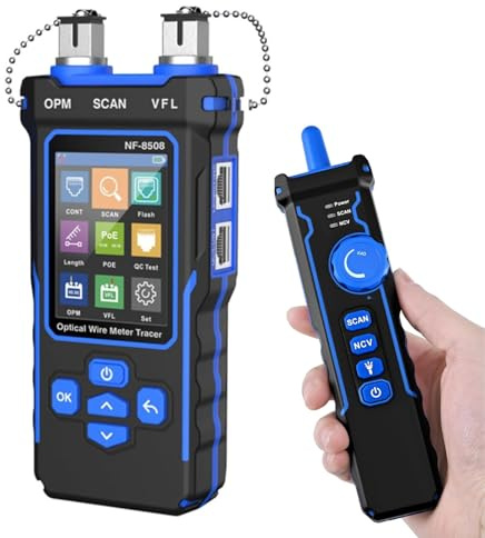 Network Cable Tester with Optical Power Meter PoE Multi-Function, Wire Tracker RJ11 RJ45 LAN Cable Toner Cat5 Cat6 Ethernet Tester with NCV, Port Flash, Support Type-C Charging