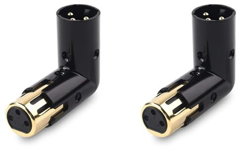 Reinscer 2-pack 3-polig XLR-vinkeladapter justerbar till uttag rätvinklig XLR-adapter, XLR-90-graders adapter