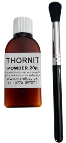 Thornit Ear Mite Powder 20g with Easy Application Brush - Dogs, Cats & Rabbits. For Sore, itchy, yeasty Ears, Paws and skin. The original & Genuine 100 year old proven formula!