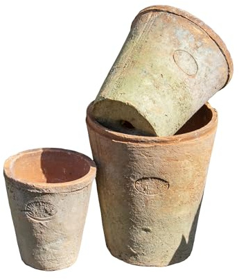 Darthome Set Of 3 Aged Terracotta Plant Pots Round Flower Garden Outdoor Planters Decor