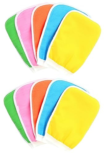 WRITWAA 10pcs Exfoliating Gloves Bathing Body Scrubber Glove for Shower Cleaning Soft Bath Mitts Shower Scrubs Supplies for Bathroom Home Use Random Color