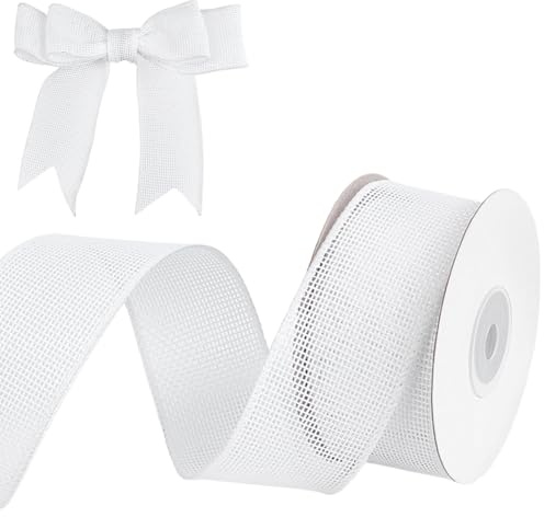 BENECREAT 10 m Weißes Juteband Mit Draht 4cm Breites Weißes Leinenband Mit Draht Rustikales Band Für Kränze Geschenkpapier Großes Bogenhandwerk Christbaumschmuck