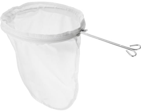 QUARKZMAN 1 Pcs Filtres à Café en Tissu, Filtre à Café en Chaussette, Filtre à Café Réutilisable Avec Poignée en Anneau en Acier Double Crochet, Taille Moyenne, Blanc