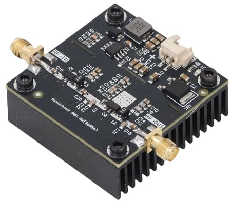 Denash RF Power Amplifier Module 0.5-800MHz 40dB Gain 35-37DBM Output, VHF UHF FM HF WideBand Bräda för GPS, Satellit, Sändare