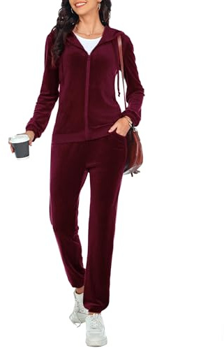 Aottori Nicki Hausanzug Damen für Herbst Winter Als Bequemes Lounge Set | Hausanzug Damen aus Velours, Kapuzenjacke Und Lange Hose im Set, Weiches Nicki Tragegefühl, Ideal für Kühle Tage Und Homewear