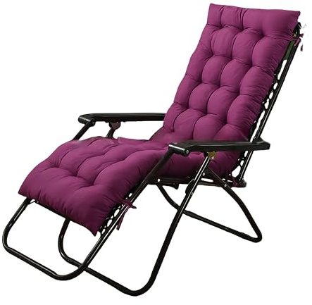 Surwin Color Sólido Cojín Tumbona Jardin Exterior, Cojines para Sillas de Jardin, Colchóneta para Tumbonas Sillas y Hamacas, Mecedora Exterior, para Terraza, Balcón, Playa (Morado,48x158cm)