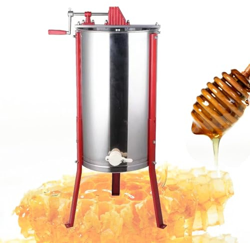Manuelle Honigschleuder, Honigfilter Honigsieb Mit 3 Rahmen Waben Edelstahl, Honig Zentrifuge Mit Transparenter Acrylabdeckung Für Profi Und Hobbyimker