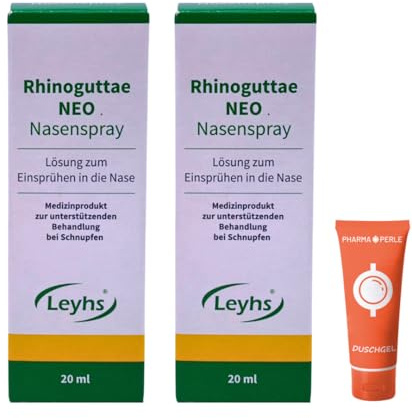 Rhinoguttae NEO Nasenspray 20 ml I Nasenspray mit Ectoin & Meersalz I Bei Allergie, Schnupfen & trockener Nase I Ohne Konservierungsstoffe & ohne Gewöhnung I Spar-Set plus Pharma Perle give-away (2x)