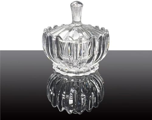 Huiyiwert Kristallglas Bonbonglas mit Deckel Zuckerdose Transparent Bonbonbehälter Vorratsbehälter Glasbehälter Aufbewahrungs für Süßigkeiten Snacks Kekse Kaffeebohnen Nüsse (Groß-16.4x15cm)