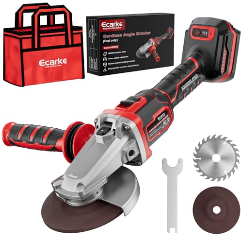 Ecarke Flathead Braking Grinder Compatible with Milwaukee 18V Battery, 4-1/2 to 5,11000RPM, Anti-Vibration&Multiple Safety System,Tool-Free Guard,Angle Grinder for Tight Spaces Grinding (Tool Only)