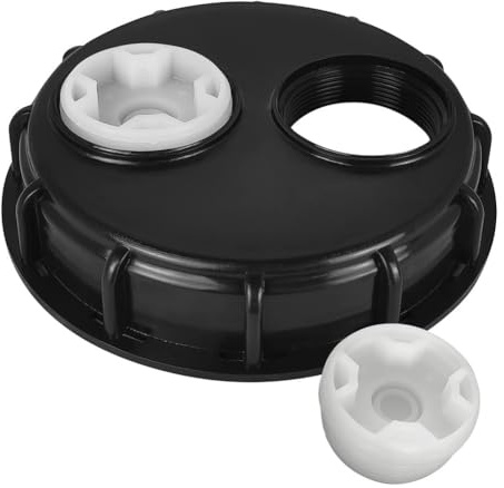 LIANFOND IBC - Tapa de depósito con doble orificio de ventilación, tapa ventilada de 163 mm para tanques de agua IBC, barriles de lluvia, acuarios, color negro