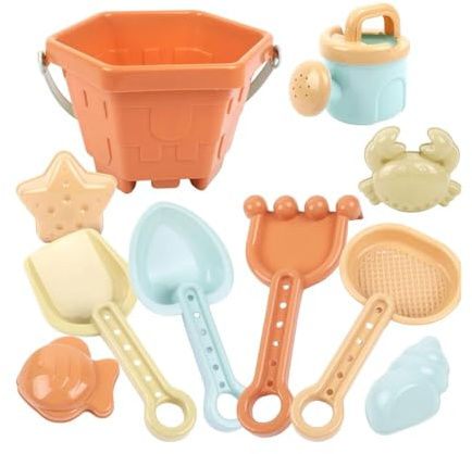 Strandsandspielzeug-Set – 10-teilig, Schaufel, Rechen, Schlossbau-Set | Wasserspielzeug in Krabbenform, Seestern, Sommerspielplatz am Pool, Urlaub