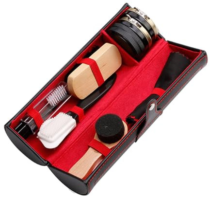 kesurpae Kit para el cuidado de calzado de cuero con limpiador completo, soluciones de pulido organizadas, kit de cepillo para botas portátil para viajes diarios o profesional, 10 piezas