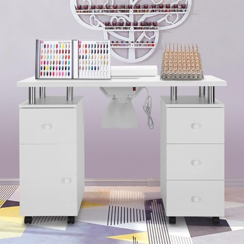 Drmilito Tavolo Manicure con Aspiratore Scrivania per Unghie Professionale e Cuscino
