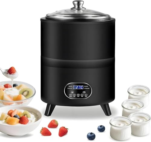 Macchina Per Fermentazione Yogurt Commerciale, Yogurtiera Elettrica Multifunzionale, Controllo Temperatura (25-80°C), Calore 360° Per Fermentazione Uniforme Di Natto E Aceto Di Frutta(Black,12L)