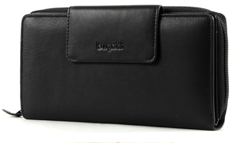 bugatti Vertice großes Damen Portemonnaie aus Leder, mit Münzfach, schwarz