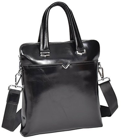 House of Luggage Echtes Leder Flugtasche Aktenkoffer Organisator Kreuzkörper Tablet Kasten HLG031 Schwarz