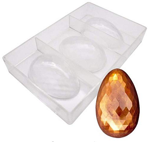 3 Agujeros Huevo de Pascua Policarbonato Chocolate Molde Diamante Transparente Bricolaje Hecho a Mano Fabricante Hielo Fabricación Bandeja Fuente Horno Confitería la Torta Plato Hornear Cocina - #1