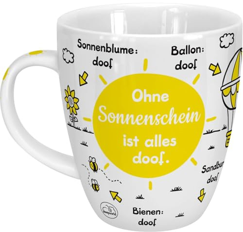 Sheepworld Tasse Ohne Sonnenschein ist alles doof | Porzellan, 45 cl | Kaffeetasse, Teetasse, Tasse mit Spruch | 46509