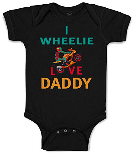 Cute Rascals Baby Bodysuit I Wheelie Love Daddy Dad Father's Day Motorcycle Bike Boy & Girl Baby Clothes Funny Cotton Black Design Only Newborn
